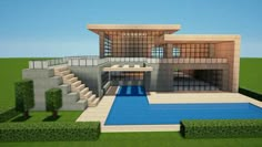 Large Modern House, Minecraft Interior Design, Minecraft House Plans, Bangunan Minecraft, Easy Minecraft Houses, Minecraft House Tutorials, Minecraft Bedroom