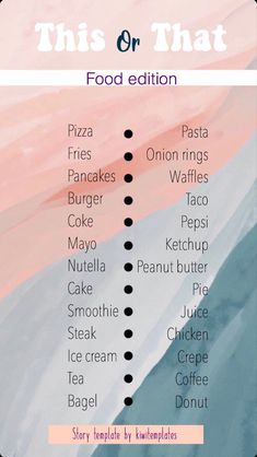 this is an image of a menu for food