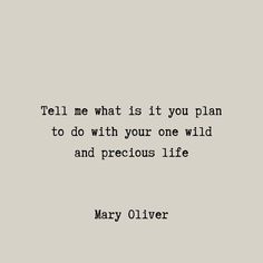 a quote from mary ollverr that reads tell me what is it you plan to do with your one wild and precious life