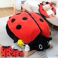 PRICES MAY VARY. 🌟【Premium Tactile Experience】Ladybug Pillow Wearable offers a high-quality tactile experience, using premium PP cotton filling and soft velvet fabric to ensure a comfortable feel, resistance to deformation. 🎁【Heartwarming, Adorable Gift】Wearable Ladybug Pillow makes it an ideal gift for any occasion or party. Its cute appearance and charm ensure it brings a warm surprise to your friends and family. 🌈【Versatile Decoration and Comfortable Enjoyment】Suitable not only for bedroom Bug Pillow, Ladybug Pillow, Red Bed, Loving Gifts, Lady Bug, Soft Velvet, Quality Assurance, Velvet Fabric, Soft Plush