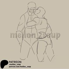 a drawing of two people hugging each other with the words patreon on it