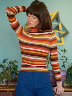 A throwback style for vintage-inspired allure. This flattering and fun striped turtleneck is knit in a featherweight merino blend that you won't want to take off. 30% Merino Wool, 35% Sustainable Viscose, 35% Recycled Nylon Washable Mollusk Surf, Surf Gear, Striped Turtleneck, Ribbed Turtleneck, Cozy Outfit, Fall Fashion Outfits, 70s Fashion, Auburn, Board Shorts