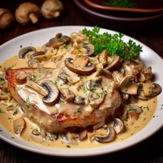 Place bone-in chops in slow cooker & get ready for a meal that'll have guests begging for more Pressure Cooker Pork Chops Bone In, Slow Cooker Bone In Pork Chops, Pork Chops Sour Cream, Pork Chop Stroganoff, Cooktop Cove, Bone In Pork Chops, Pork Crockpot Recipes, Pork Chop Recipes Crockpot, Oxtail Stew