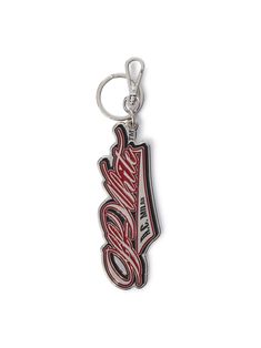 Shop silver-tone/black/crimson metal enamel logo plaque keyring attachment carabiner attachment Ac Milan Logo, Off-white Logo, Silver Keychain, Bracelet Watches Women, Belt Jewelry, White C, Boy Accessories, Backpack Tote Bag, Boy Shoes