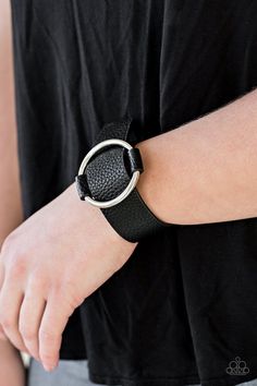 Simply Stylish - Black bracelet - TheMasterCollection Jewelry Watch, Black Leather Bracelet, Black Bracelet, Apple Ios, Black Bracelets, Paparazzi Accessories, Leather Silver, A Black, Wrap Bracelet