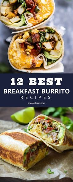 breakfast burritos with the title text overlay