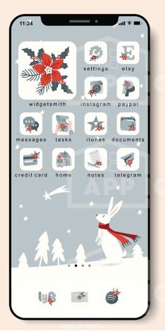 an iphone screen with christmas icons on it