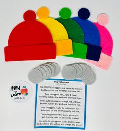 felt play and learn kit with instructions for children to make their own hats, socks and mittens