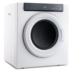 the front view of a white washing machine