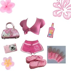 #fashion #pinkcore #coquette #2000sfashion #2000saesthetics #girlblogger #coquetteaesthetic #dollettecore #princess #moots #f4follow #Sanrio #aesthetic #justgirlythings #justagirl Barbie Summer Outfits, Key West Kitten Outfits, Tropical Core Outfit, Gyaru Fashion Summer, Pink Summer Outfits, Aliyah Core, Tropical Core, Sanrio Aesthetic