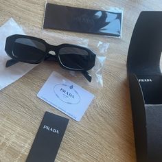 Prada Symbole Sunglasses Worn Once For A Photoshoot Everything Included Will Ship The Same Day Prada Symbole Sunglasses, Prada Accessories, Colored Sunglasses, Glasses Accessories, Prada, Women Accessories, Sunglasses, Women Shopping, Black