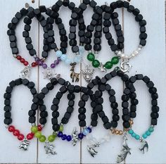 Leo Dragon, Deer Light, Your Spirit Animal, Beaded Animals, Crackle Glass, Black Necklace, Bead Stringing, Faceted Glass, An Animal