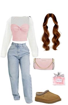 Cute pink outfit 4 u most things from SHEIN Things From Shein, Girly Style Outfits, Latina Outfits, Latina Fashion Outfits, Fasion Outfits, Trendy Outfits For Teens, Everyday Fashion Outfits, Cute Lazy Day Outfits