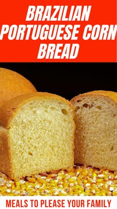 an advertisement for brazilian portuguese corn bread