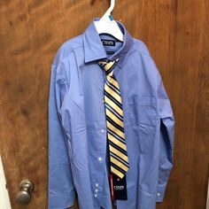 New With Tags Blue Button Down And Tie Size 8 Stretch Boys Top, Tie Dress, Shirt Color, Dress Shirt, Kids Shirts, Shirts Tops, Long Sleeve Tees, Color Blue, Tops & Tees