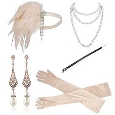 Season:All Seasons; Look After Me:Hand wash; Gender:Women's; What's in the box:Gloves,Headband; Types:Flapper Headband,Accessories Set; Holiday:Masquerade; Style:The Great Gatsby,1920s,Vintage; Elasticity:Inelastic; Jewelry Type:Necklace,Earrings; Occasion:Festival; Material:Alloy,Feather; Age Group:Adults'; Characters:Charleston; Design:Feather; Listing Date:09/05/2023 Great Gatsby Outfits, Great Gatsby Accessories, Il Grande Gatsby, Gatsby Accessories, 1920s Accessories, Flapper Accessories, Flapper Headpiece, Gatsby Costume, Headband Accessories