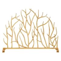 a wooden shelf with branches on it