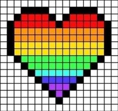 a heart made out of squares with the colors of rainbows on it's side