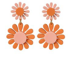 60s Blush Pink and Orange Flower Power Mod Earrings Groovy Girl 70s Earrings, Mod Earrings, Flower Power Hippie, Pattie Boyd, Fancy Flowers, Hippie Earrings, Stud Style, Retro Earring, Daisy Earrings