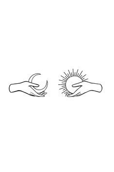 two hands holding each other with the sun in the middle and one hand reaching for it