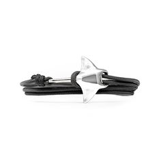 a black leather bracelet with an anchor and rope