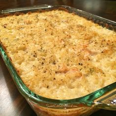 a casserole dish is sitting on a table