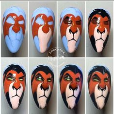 Lion King Nails, College Nails, Character Nails, Nail Art Designs Images, Stylish Nails Designs, Work Nails, Animal Nails