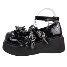 Y2K Metal Chains Punk Gothic Shoes Women Black Patent Leather Buckle Strap Wedges Pumps Woman Thick Platform Rivet Lolita Shoes SPECIFICATIONS heel type: wedges/thick bottom/high heels season: apring/summer/autumn occasion: daily/vacation/party/working/shop/banquet/hiking/walking gender: women/woman/mujer/female/lady/ladies/femme/womens/womans color: black shoes type: wedges pumps/thick bottom shoes/platform pumps shoes item: punk gothic shoes/high heels shoes/lolita sheos/mary janes shoes size: 35/36/37/38/39 top shape: round toe heel height: 6.5CM Style: punk Fashion Element: Butterfly-knot Pump Type: Ankle Strap Fit: Fits true to size, take your normal size Platform Height: 0-3cm Heel Type: Wedges Toe Shape: round toe Season: Spring/Autumn Upper Material: Patent Leather Origin: Mainland Aesthetic Platform Shoes, Clear Platform Shoes, Black Ripped Boyfriend Jeans, High Heel Loafers, Gothic Shoes, Black Gladiator Sandals, Butterfly Knot, Strap Wedge, Style Punk