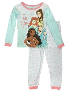 Disney Toddler Girls Princess Be Kind Long Sleeve Cotton Pajama Set This cute toddler girls Disney princess Cinderelle, Belle, Ariel, & Moana, "Be Kind" 2 piece long sleeve pajama set is sure to be a bedtime favorite! Toddler girls Sizes 2 Piece Set 100% Cotton Made in Cambodia Payment We accept PayPal as our payment method. Immediate payment is required. If you have any questions about payment, please feel free to contact our customer support team. Return Policy We have a no hassle return polic Disney Princess Toddler, Disney Princess Moana, New Disney Princesses, Disney Toddler, Disney Pajamas, Kids Nightwear, Princess Kids, Girls Sleepwear, Cotton Sleepwear