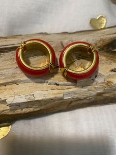 Lucite Red Hoops CLIP ON EARRINGS Clip On, Clip On Earrings, Jewelry Earrings, United States, Ships, Red, Blue