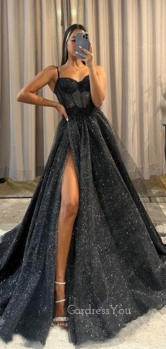 Black Tulle Sparkly Sweetheart A-line Long Evening Prom Dresses, Custo – GordressYou Classy Prom, Princess Prom Dresses, Classy Prom Dresses, Stunning Prom Dresses, Custom Prom Dress, Prom Dress Inspiration, Pretty Prom Dresses, فستان سهرة