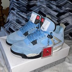 Great Condition Unc Jordan 4s. Size 8. They Just Don’t Fit Anymore. Go For $470 On Stock X Unc Jordans, Blue Jordans, Jordan 4s, University Blue, Jordans For Men, Just Don, Jordan Shoes, Mens Shoes Sneakers, Men's Shoes