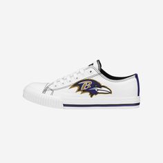 Baltimore Ravens Womens Big Logo Low Top White Canvas Shoes FOCO 6 - FOCO.com White Fade-resistant Lace-up Skate Shoes, White Fade-resistant Low-top Skate Shoes, White Lace-up Canvas Shoes For Sports, White Canvas Shoes For Sports, Sporty Fade-resistant Canvas Shoes, Sporty Low-top Skate Shoes For Sports Events, White Low-top Custom Sneakers With Fade Resistance, White Custom Sneakers For Sports Season, Custom White Sneakers For Sports Season