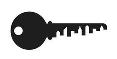 a black and white silhouette of a key