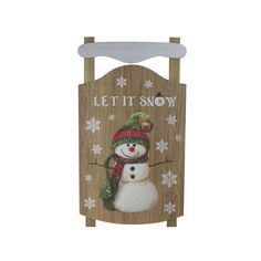 a wooden sign with a snowman on it