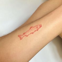 a small fish tattoo on the arm