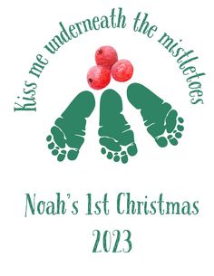 the logo for noah's 1st christmas 2012, with two cherries in their hands