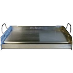 a stainless steel tray with handles and handles