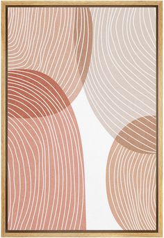 an abstract painting with circles and lines in pink, beige and white colors on a neutral background