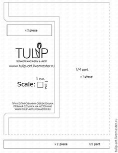 a paper cutout showing the size and measurements for a tulip art event venue