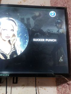 there is a television screen with the name sucker punch on it