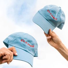 Bad mood, good mood—regardless, it's a mood. Share your cyclical mood by sporting our ﻿It's a Mood﻿ dad hat. One size. Made from 100% cotton. Merch Shoot, Clothing Photoshoot, Camping Hat, Cap Store, Shot Ideas, Brand Ideas, Op Shop, Hat Ideas, Sport Hat