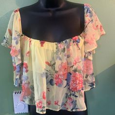 Nwt Super Cute Cropped Top By Fashion Nova. Has A Cropped “Strapless Bra” Built In; Shirt Is Sheer Otherwise Size L Multicolor Strapless Crop Top For Summer, Strapless Tops For Spring And Summer, Strapless Summer Tops For Spring, Yellow Floral Print Crop Top For Spring, Spring Floral Print Yellow Crop Top, Casual Multicolor Strapless Top, Spring Yellow Floral Print Crop Top, Yellow Strapless Top For Summer, Off-shoulder Floral Print Crop Top For Spring