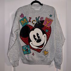 Vintage Disney Mickey Heart Sweater Mickey & Co - Valentine’s Vibes (Rare) I Purchased This From A Professional Vintage Seller. It’s So Cute But I Always Wish It Fit Me More Loosely. Never Worn Myself Other Than To Just Try On. Not Open To Low Offers On This One. Feel Free To Ask Any Questions! Mickey Mouse Sweatshirt For Winter Streetwear, Disney Sweaters Vintage, Mickey Mouse Sweater, Mickey Vintage Sweater, Long Sleeve Mickey Mouse Sweatshirt For Streetwear, Disney Sweater, Sweaters Vintage, Disney Sweaters, Heart Sweater