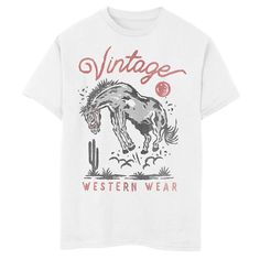 He's sure to love rocking this Boys 8-20 Vintage Western Horse Graphic Tee. He's sure to love rocking this Boys 8-20 Vintage Western Horse Graphic Tee. FEATURES Crewneck Short sleevesFABRIC & CARE Cotton Machine wash Imported Size: Medium. Color: White. Gender: male. Age Group: kids. White Crew Neck Western Top, White Crew Neck T-shirt For Rodeo, Western White Crew Neck Tops, White Western Crew Neck Top, White Western Style Crew Neck Top, White Western Tops With Graphic Print, White Graphic Print Shirt For Rodeo, Western White Top With Graphic Print, White Western Top With Graphic Print