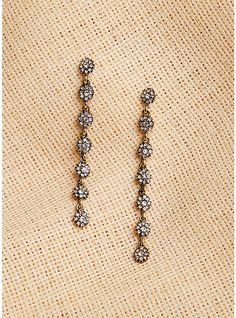 This burnished pair of gold-tone earrings features a dropped floral design with rhinestone accents and will make a lovely addition to your wedding ensemble. Sparkle down the aisle with a touch of vintage sophistication! Post back. Base metal. Imported . The best plus size women's burnished rhinestone floral bridal earrings in gold. Torrid is your destination for the freshest spring and summer styles. Antique Finish Drop Earrings For Wedding, Pearl Statement Necklace, Pearl Cluster, Hoop Earring Sets, Cz Stud Earrings, Summer Styles, Earrings In Gold, Floral Necklace, Faux Pearl Necklace