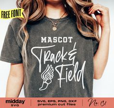 a woman wearing a t - shirt that says, masoot track'n field