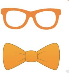 an orange bow tie and glasses on a white background