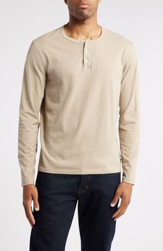 Soft, breathable cotton elevates a versatile henley that's great for layered wear. 100% cotton Machine wash, tumble dry Imported Relaxed Fit Cotton Henley For Layering, Cotton Relaxed Fit Henley With Henley Neckline, Cotton Henley For Everyday Wear, Classic Long Sleeve Cotton Henley, Cotton Henley Neckline Top For Layering, Cotton Long Sleeve Henley For Layering, Henley Shirt, Henley Shirts, Nordstrom