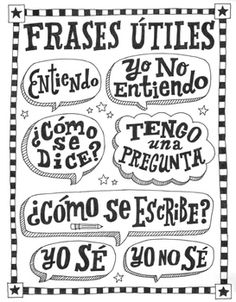 a black and white poster with different phrases in spanish, english and french on it